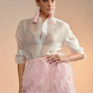 Cynthia Rowley Sheer Organza Button Down M